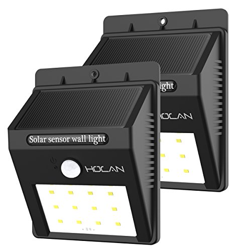Holan 12 LED Motion Sensor Solar Lights  Waterproof Solar Wall Light with Two Intelligent Modes and Auto OnOff  2 Pack
